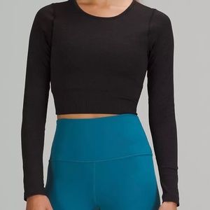 lululemon athletica Brown Long Sleeve Crop Top
